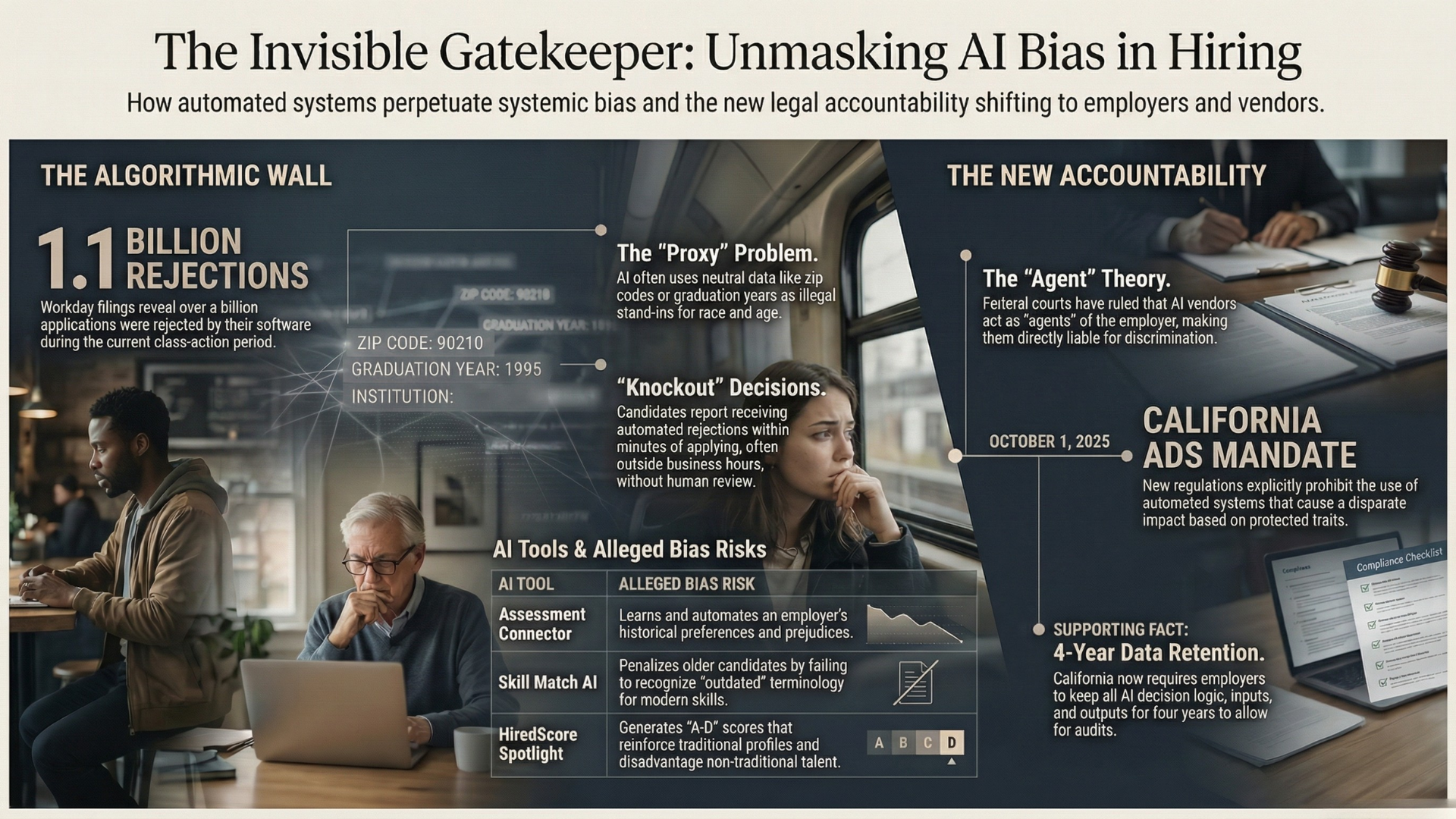 Infographic summarizing the Workday hiring discrimination case